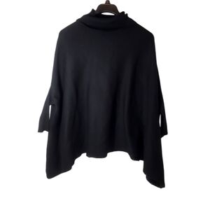 Magaschoni Bat Wing Square Cowl Neck Ribbed Sleeve Sweater Blk Size Small Petite